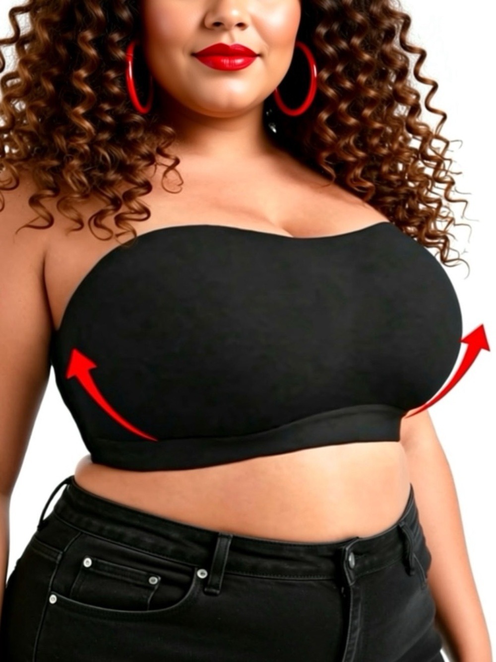 Strapless Plus Size Comfortable Wireless Hook-Side Closure Silicone Bra-BLK NWOT